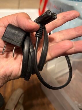 TV Black Two-Prong Power Cable for Video Game Consoles